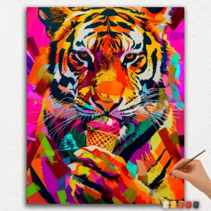 Tiger enjoying Ice-cream Paint by Numbers