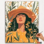 Paint By Numbers - DIamond Painting Ver JPE (8) Girl with a Hat - Bohemian style - Paint by Numbers