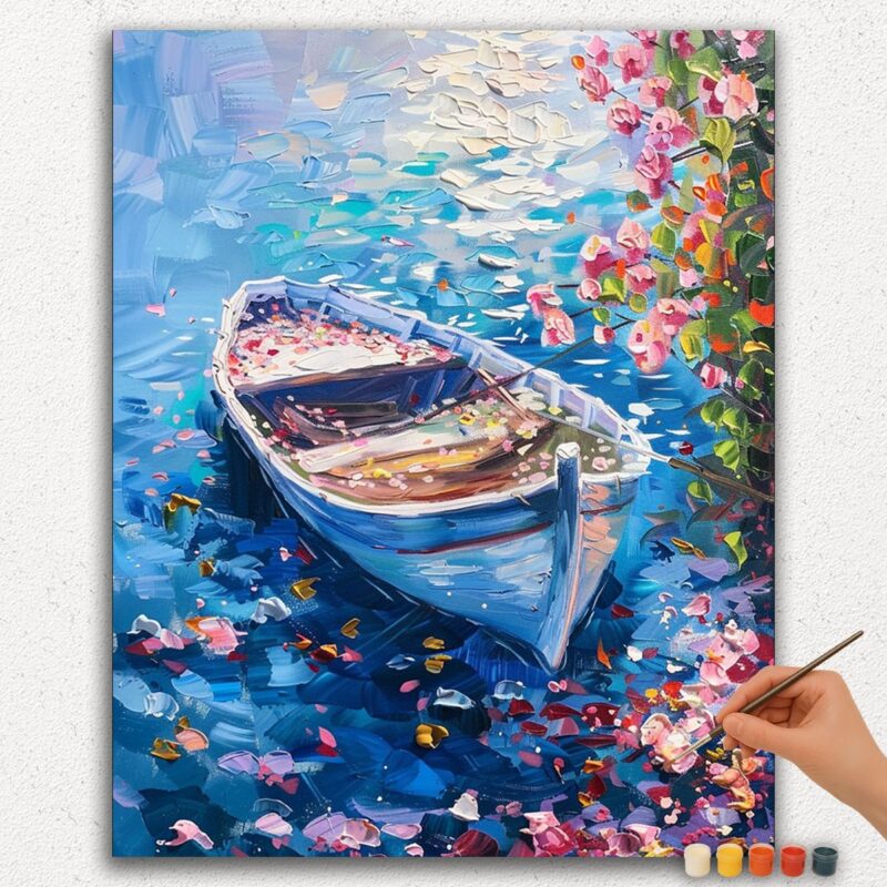 Paint By Numbers - DIamond Painting Ver PNV (106) Boat and Flowers