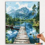 Paint By Numbers - DIamond Painting Ver PNV (172) Mountains and Bridge over the river