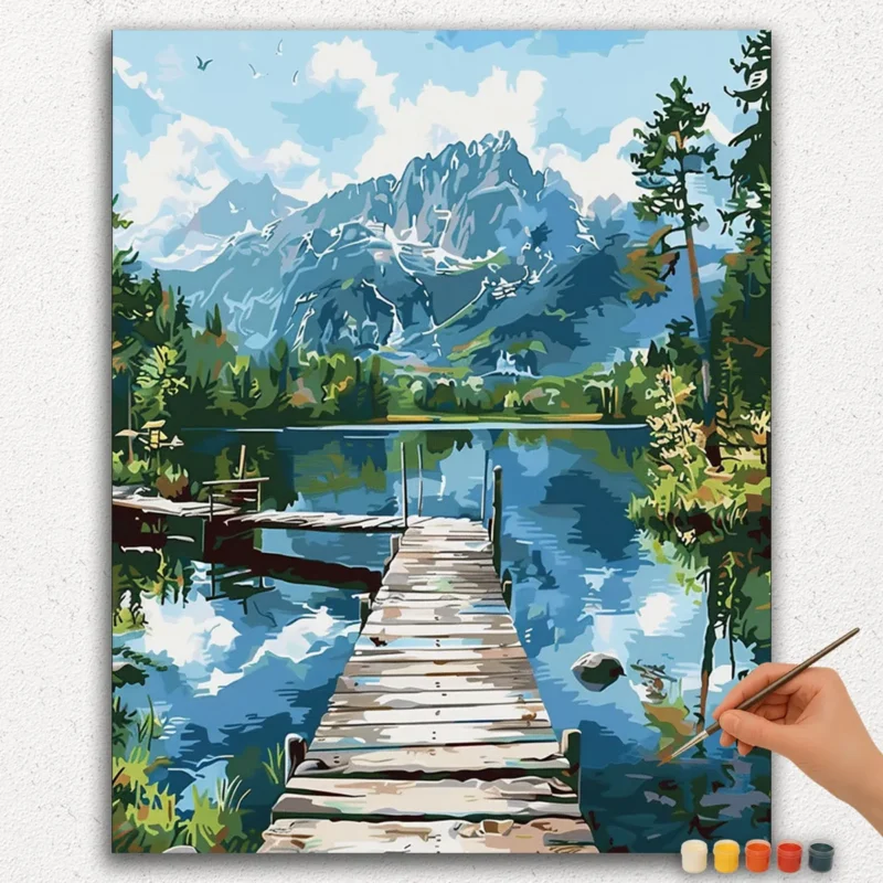 Paint By Numbers - DIamond Painting Ver PNV (172) Mountains and Bridge over the river