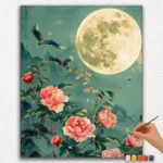 Paint By Numbers - DIamond Painting Ver PNV (225) Moon and Pink Flowers