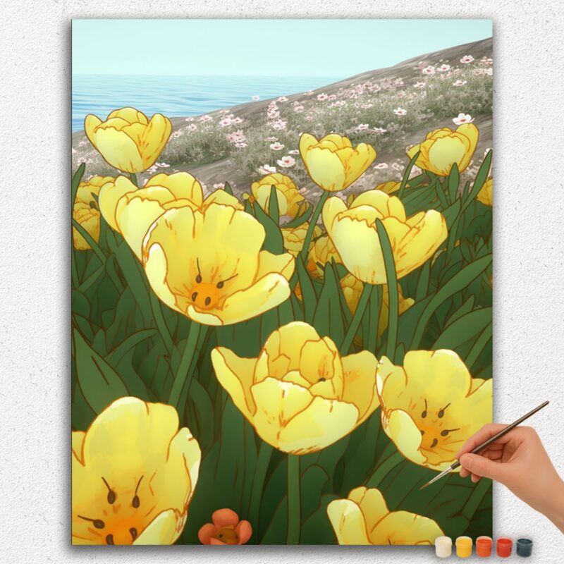 Paint By Numbers - DIamond Painting Ver PNV (24) Yellow Flowers in Field