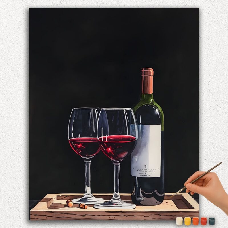 Paint By Numbers - DIamond Painting Ver jpgg (224) Wine Glasses and Bottle