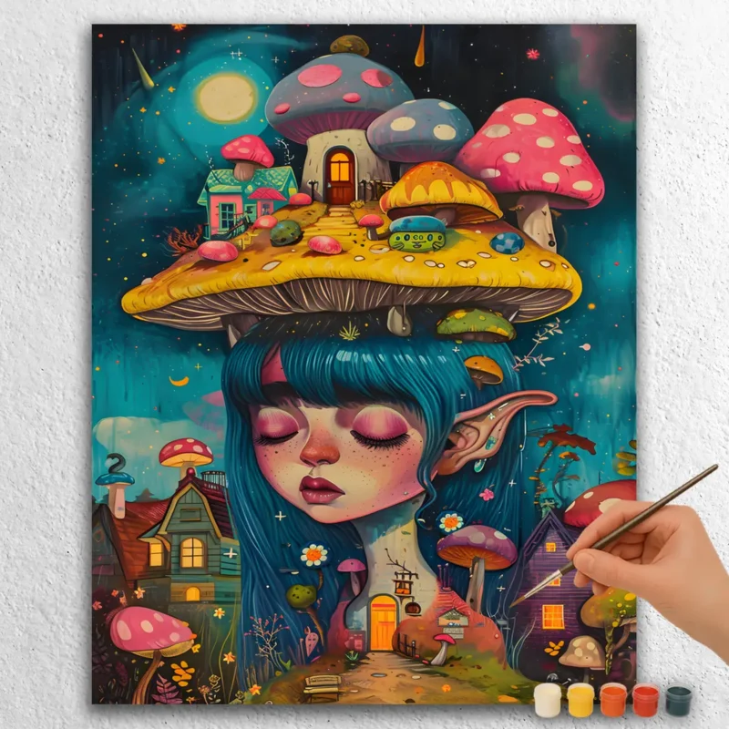 Sparrow and Autumn Flowers 1 - Paint by Numbers Sparrow and Autumn Flowers