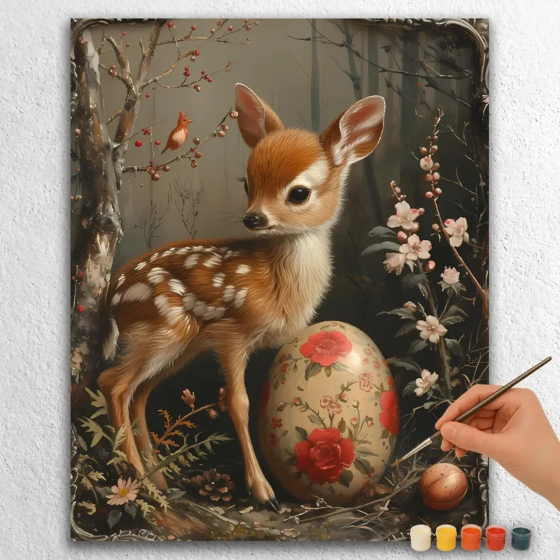 Baby Animals Easter 17258 Baby Deer and Easter Egg