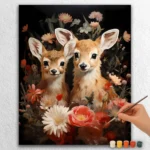 Baby Animals Valentines Day 53358 Flowers and Two Baby Deer