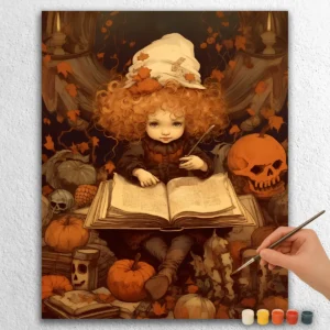 Baby Witch and Pumpkins