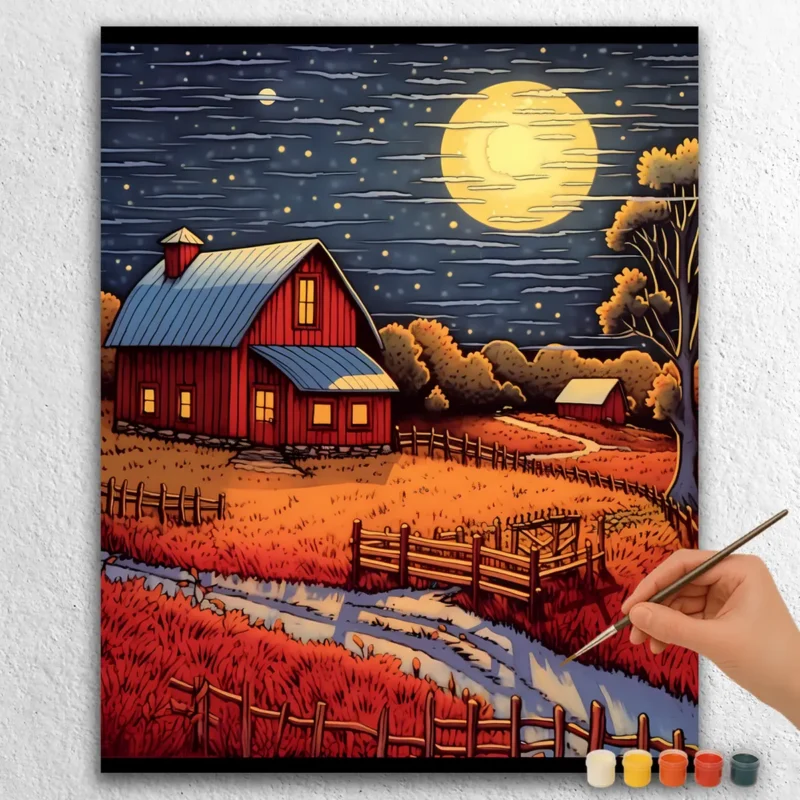 Cartoon-Style Farm 15659 Nightlife at Farm