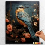 Chalkboard Spring 5723 Blue Sparrow and Flowers