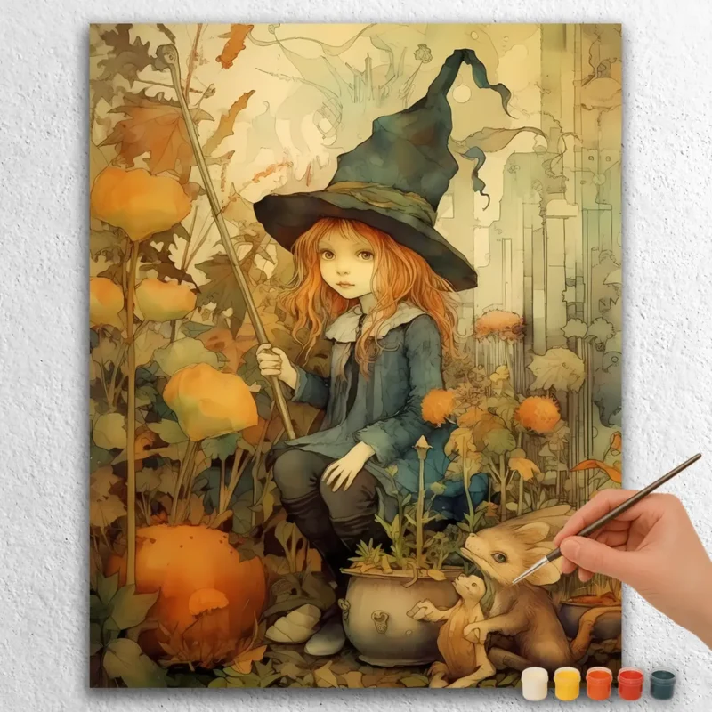 Cute Witches Diamond Paintings PCART7 Cute Witch in Field