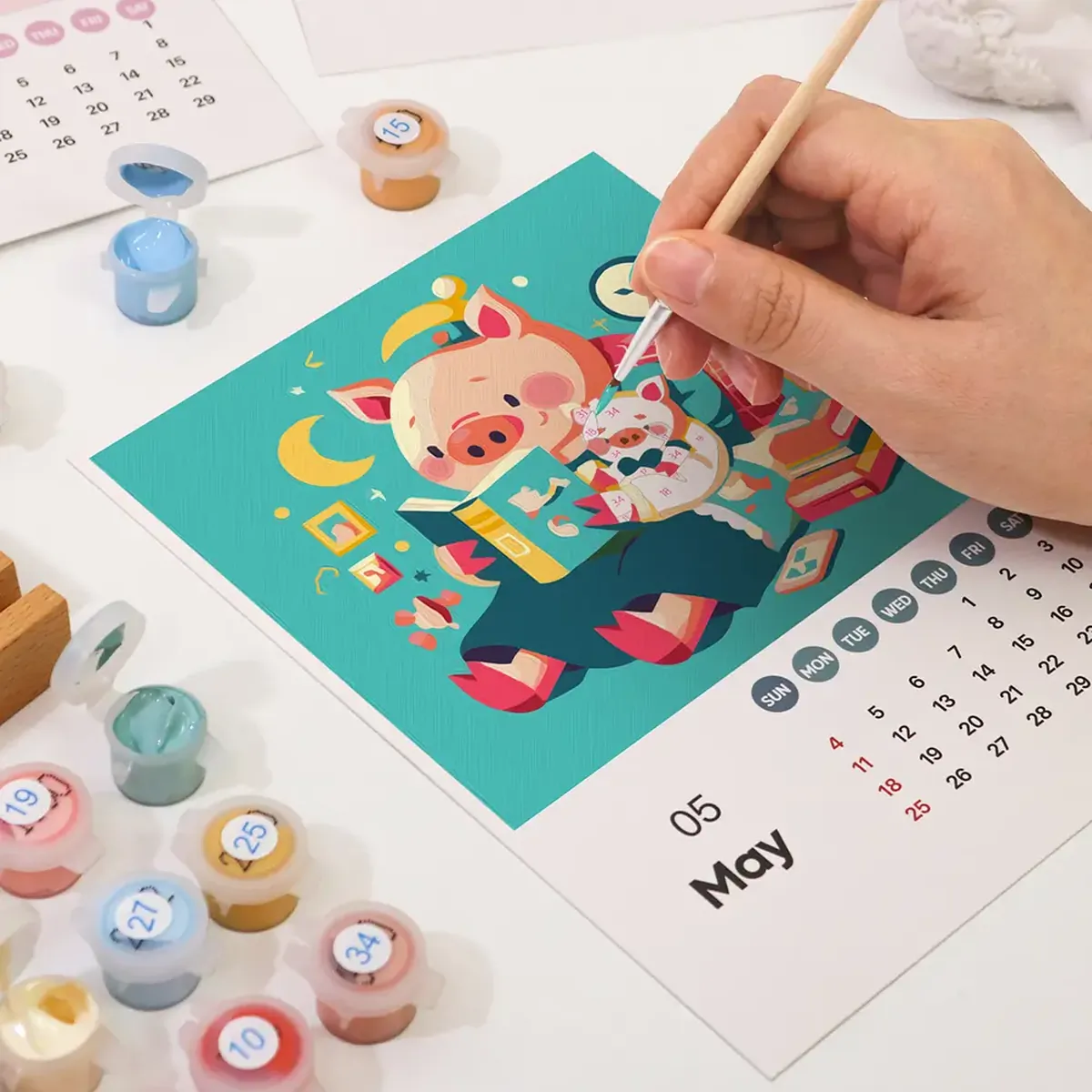 Calendar with Cute Character - Paint by Numbers 3 - Paint by Numbers 2025 Calendar with Cute Character - Paint by Numbers