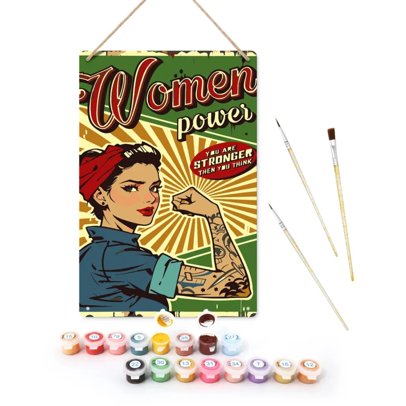 Woman Power DIY Metal Poster 1 - Paint by Numbers Woman Power DIY Metal Poster