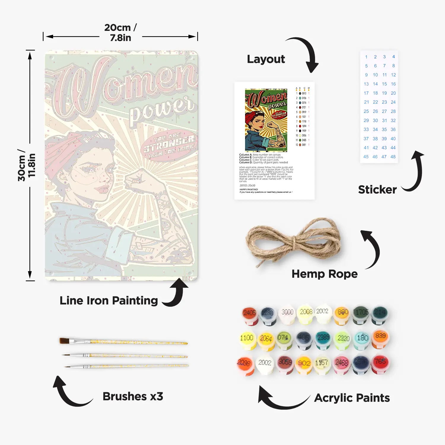 Woman Power DIY Metal Poster 2 - Paint by Numbers Woman Power DIY Metal Poster