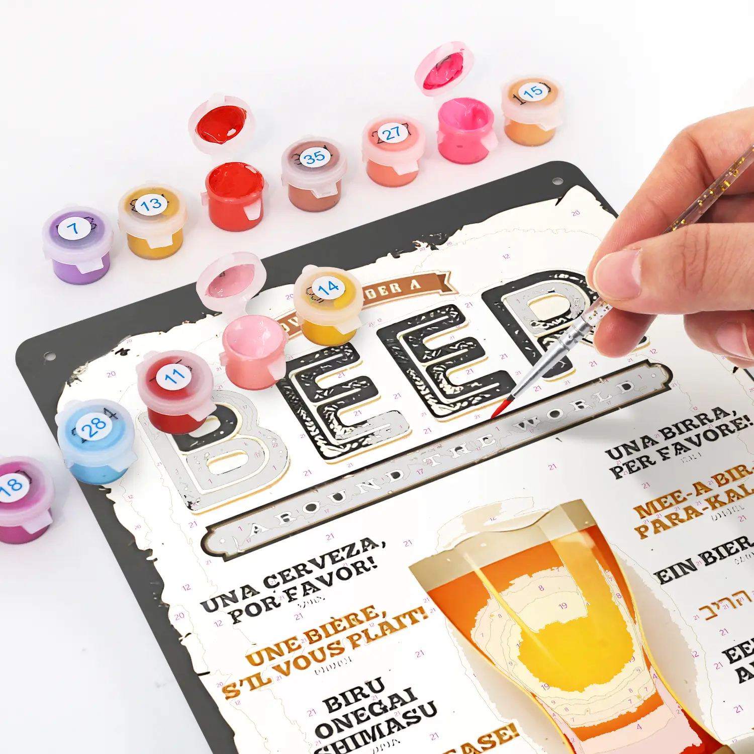 Beer Around the World Metal Poster 3 - Paint by Numbers Metal Poster