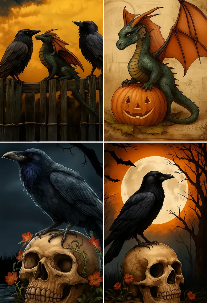 The Soul of Spooky Season: Bats, Crows and Dragons 2 - Paint by Numbers The Soul of Spooky Season: Bats, Crows & Full Moons Paintings
